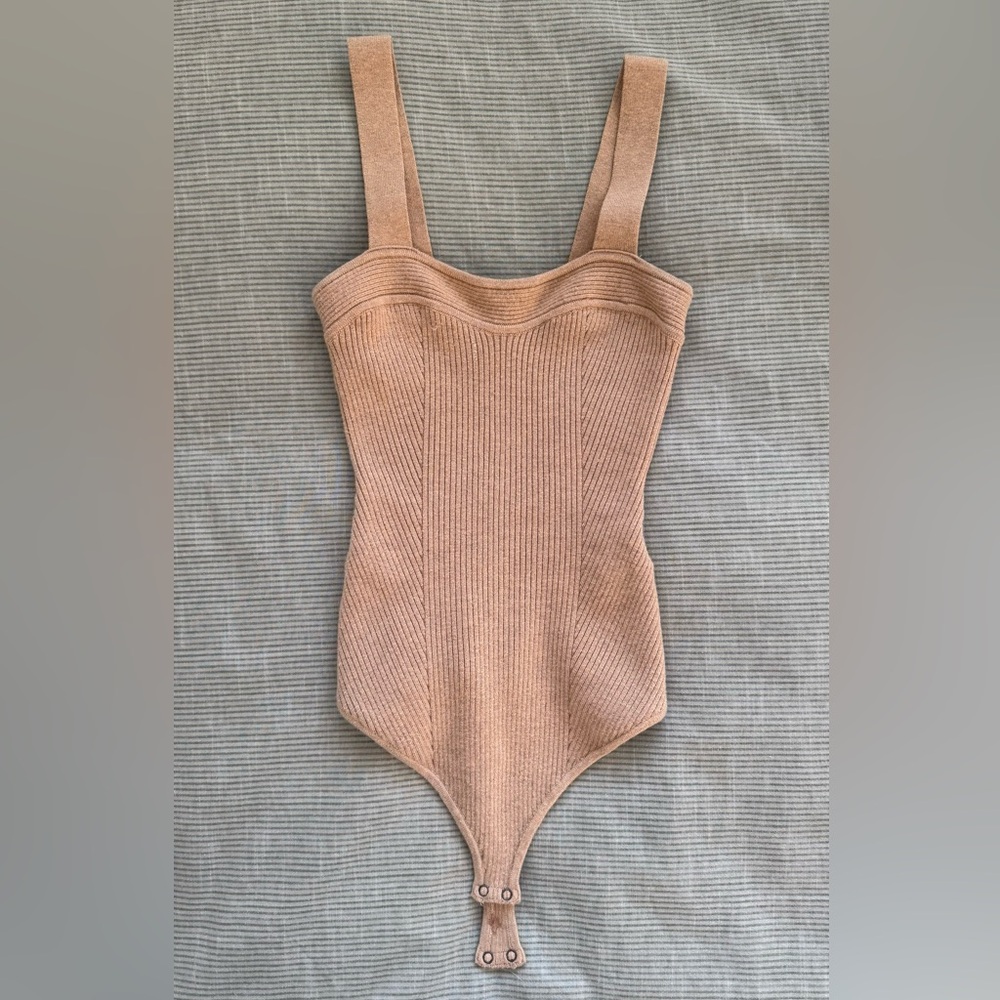 Abercrombie & Fitch Ribbed Brown Bodysuit